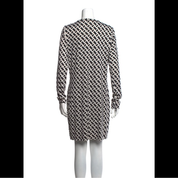 Diane von Furstenberg 100% silk chain link print dress size 14 - Picture 7 of 8